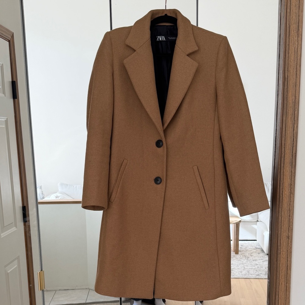 Zara Camel Wool Overcoat
